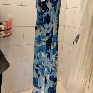 Abercrombie & Fitch Blue Maxi Slip Dress with Slit